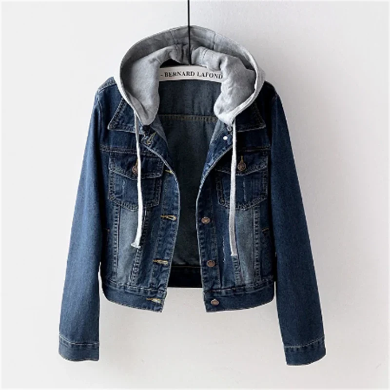 Chloe - Women's Denim Jacket with Removable Hood