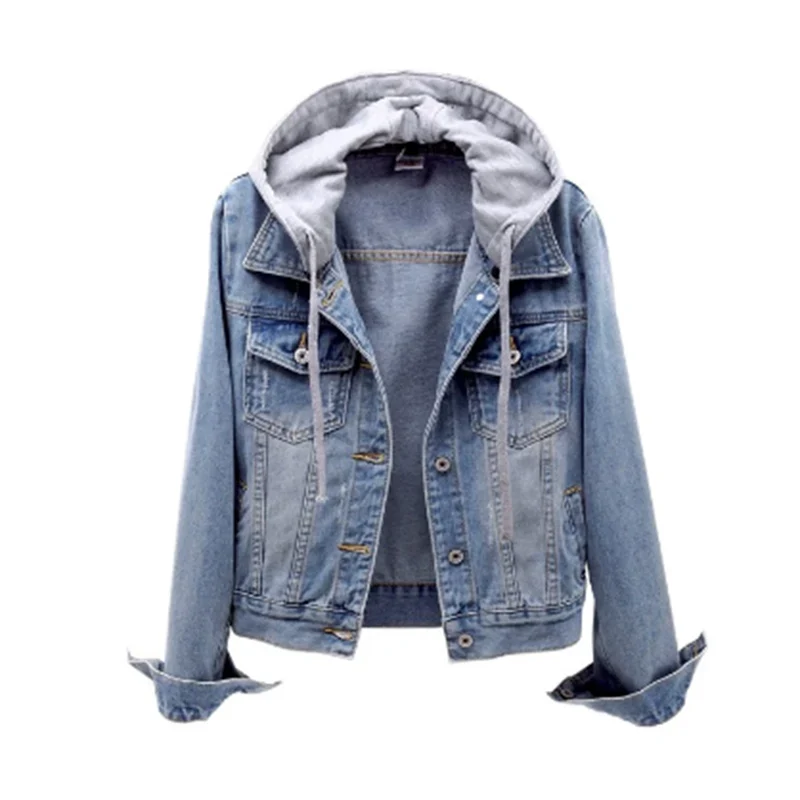 Chloe - Women's Denim Jacket with Removable Hood