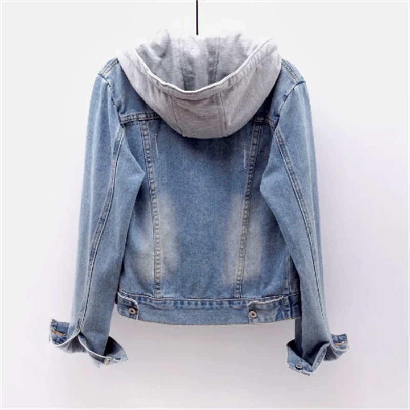 Chloe - Women's Denim Jacket with Removable Hood