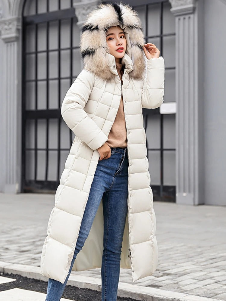 Luella - Longer warm winter coat with belt for women