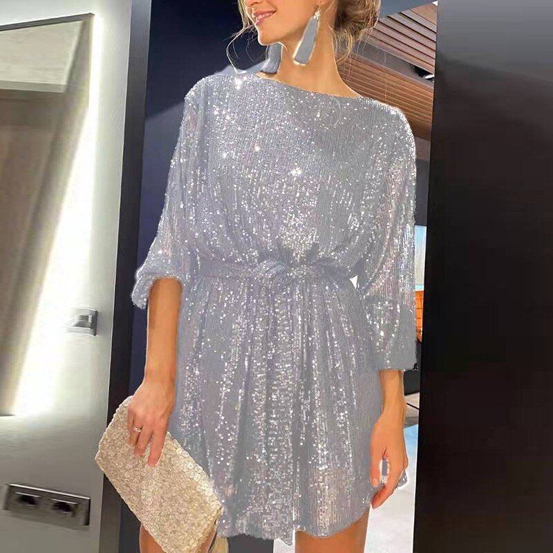 Women’s Sequin Mini Party Dress - Short Evening Outfit