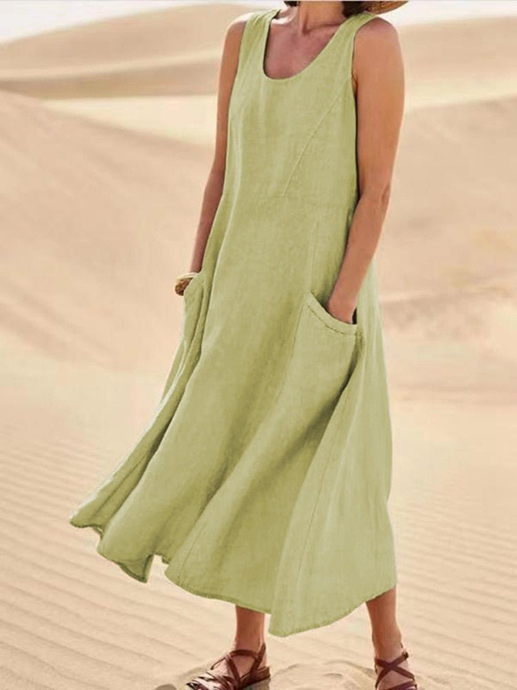 Women's Lightweight Sleeveless Dress with Smooth Stretch Fabric