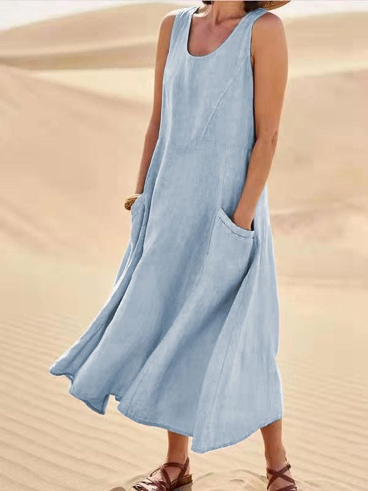 Women's Lightweight Sleeveless Dress with Smooth Stretch Fabric