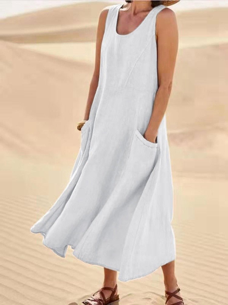 Women's Lightweight Sleeveless Dress with Smooth Stretch Fabric