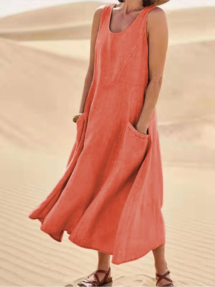 Women's Lightweight Sleeveless Dress with Smooth Stretch Fabric
