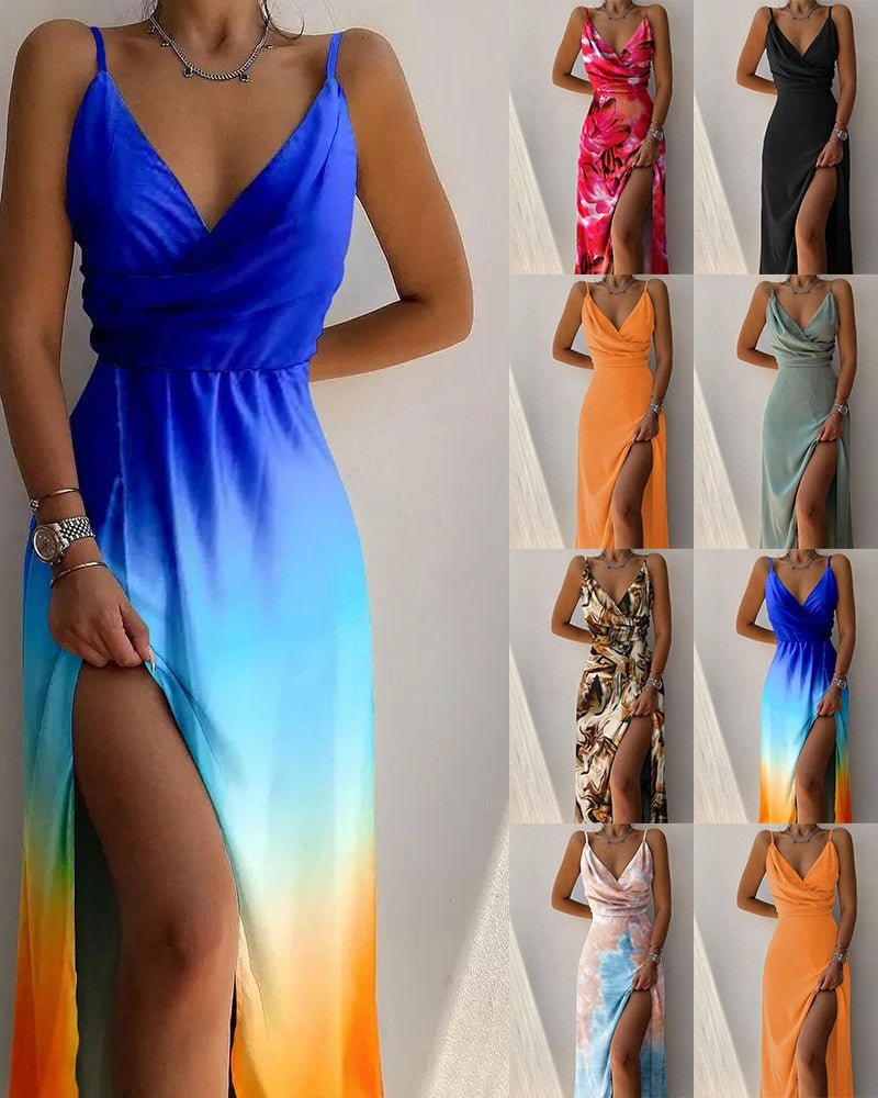 Women's Tropical Print Maxi Dress for Summer Holidays