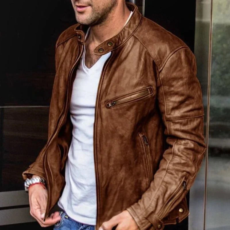 Azlan - Elegant and weatherproof leather jacket