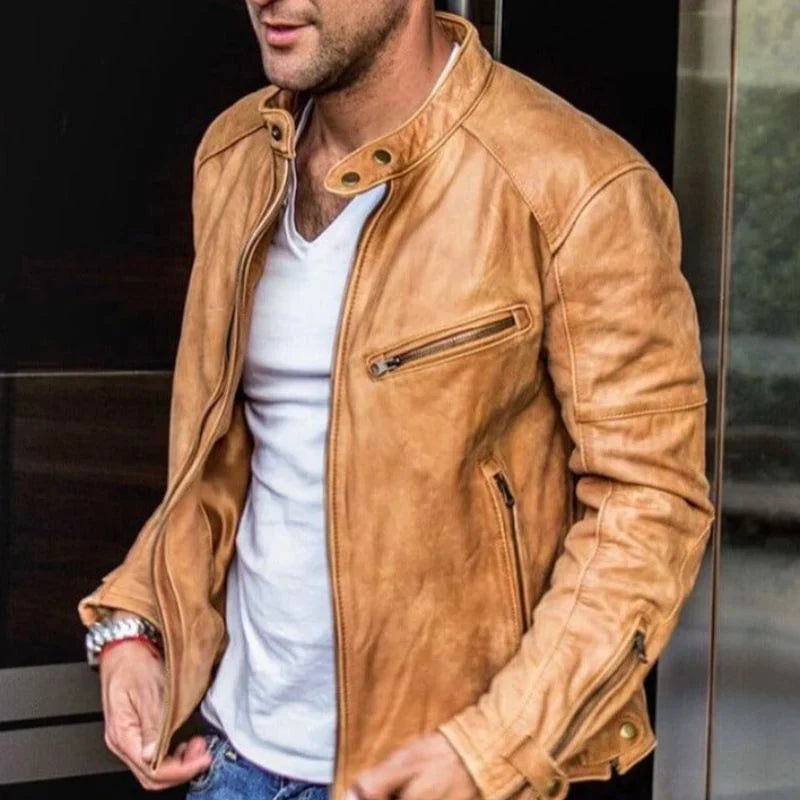 Azlan - Elegant and weatherproof leather jacket