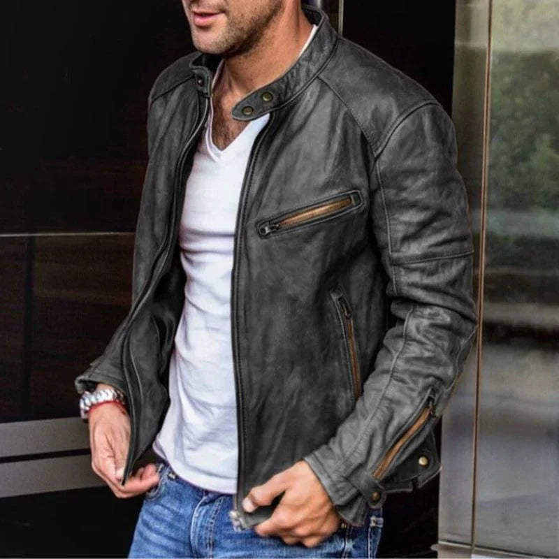 Azlan - Elegant and weatherproof leather jacket