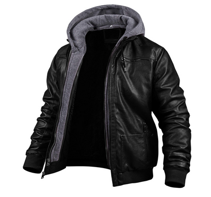 Benjamin - Premium leather winter jacket with hood