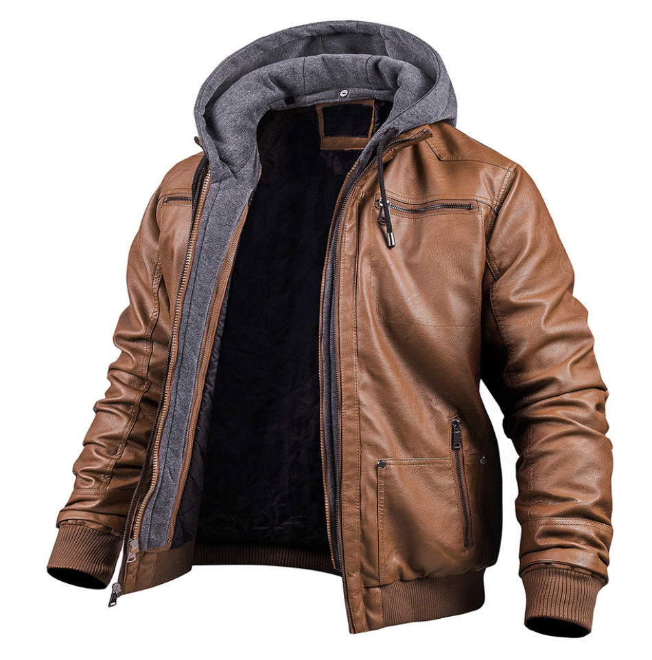 Benjamin - Premium leather winter jacket with hood