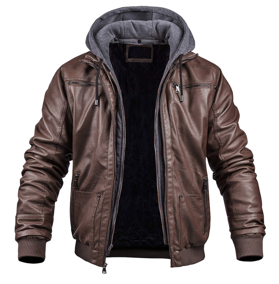 Benjamin - Premium leather winter jacket with hood