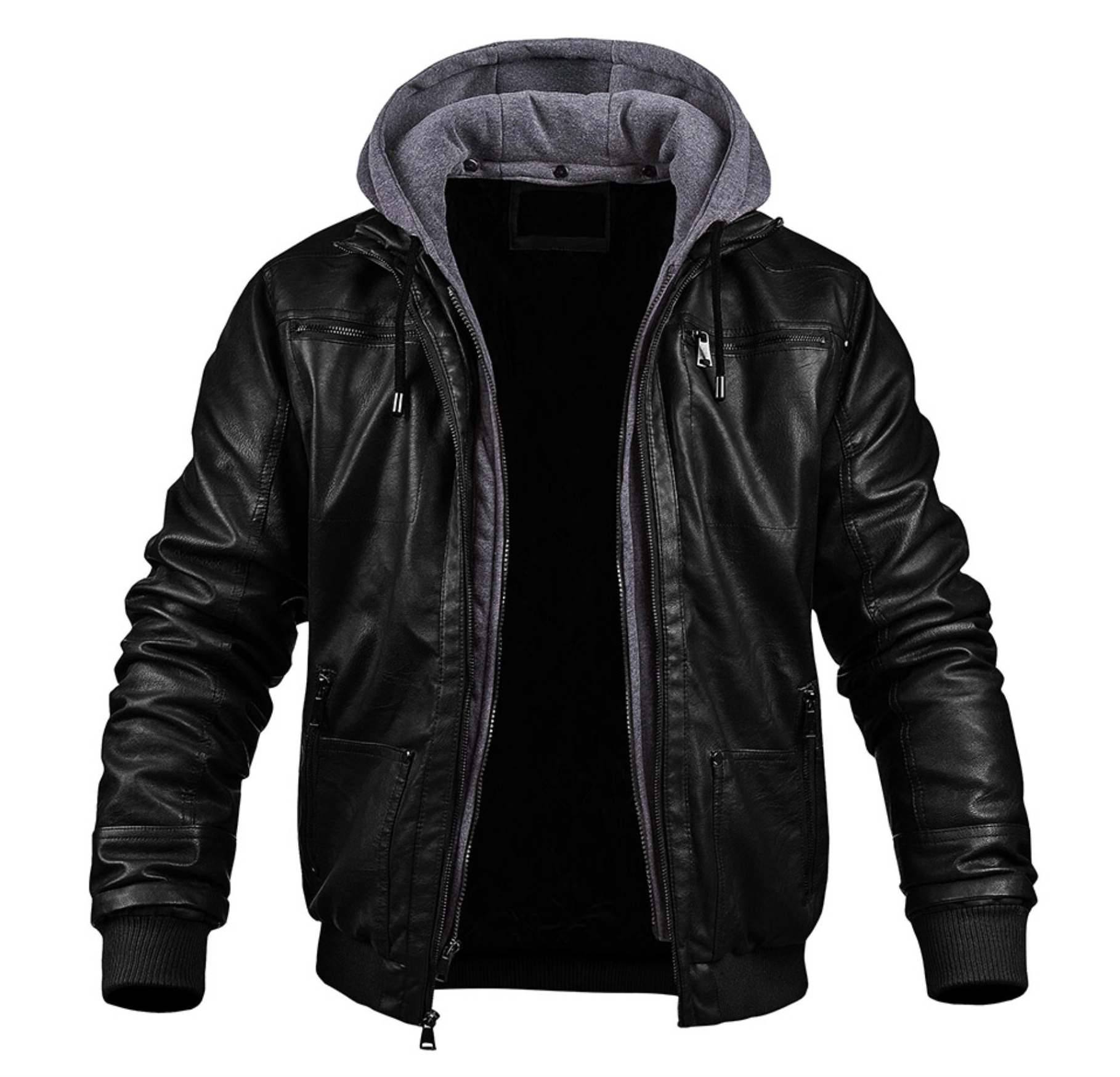 Benjamin - Premium leather winter jacket with hood