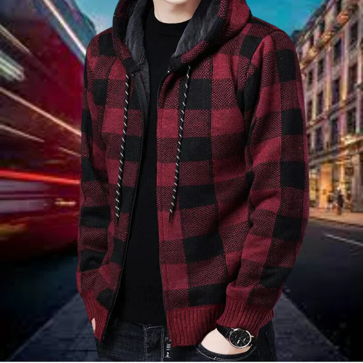 Garson - Cardigan with plaid hood