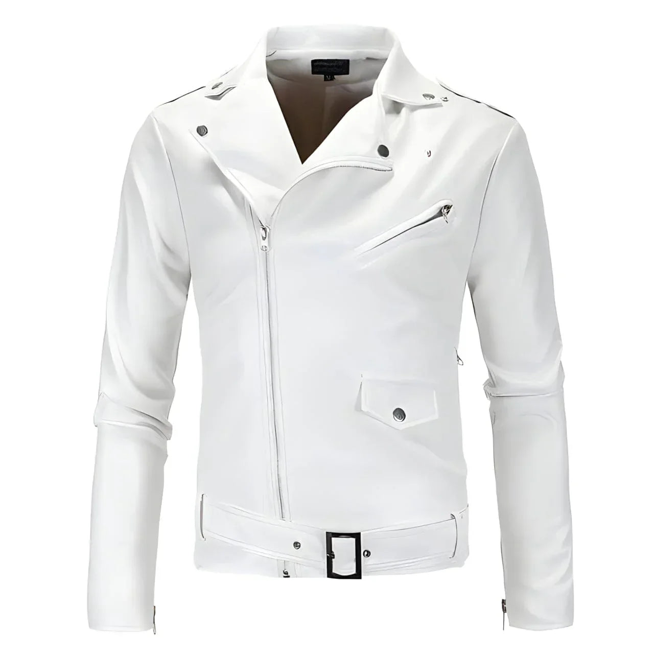 Harley - Slim-fit faux leather jacket in pearl white