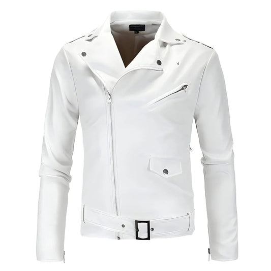 Harley - Slim-fit faux leather jacket in pearl white