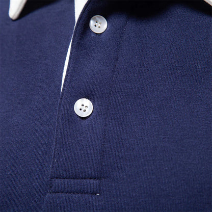 Henry - Elegant Men's Long Sleeve Polo Shirt with Classic Collar