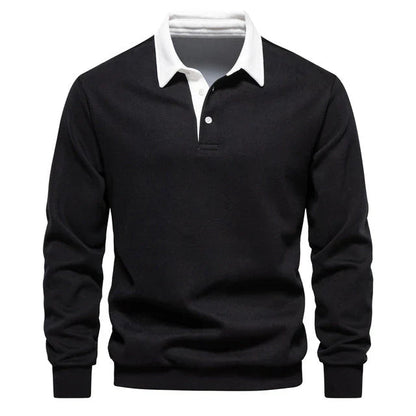 Henry - Elegant Men's Long Sleeve Polo Shirt with Classic Collar