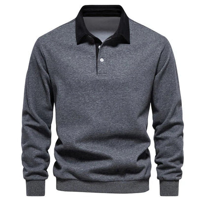 Henry - Elegant Men's Long Sleeve Polo Shirt with Classic Collar