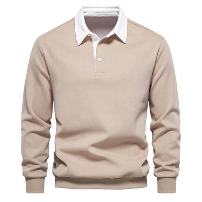 Henry - Elegant Men's Long Sleeve Polo Shirt with Classic Collar