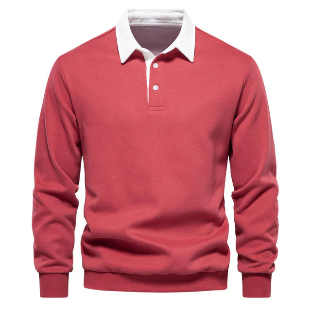 Henry - Elegant Men's Long Sleeve Polo Shirt with Classic Collar