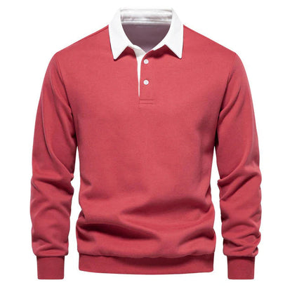 Henry - Elegant Men's Long Sleeve Polo Shirt with Classic Collar