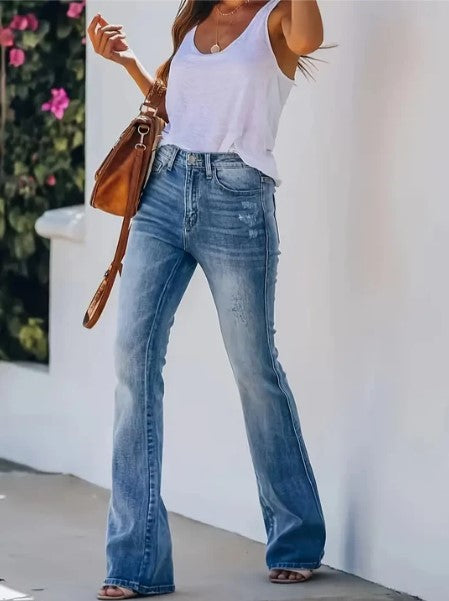 High-waisted bootcut jeans