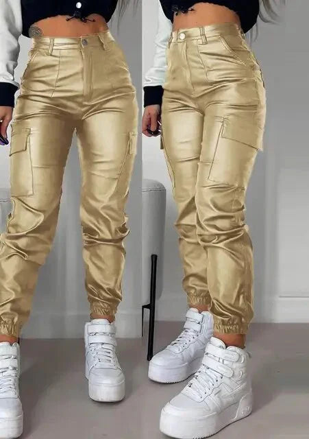 Isabella - Cargo leather pants