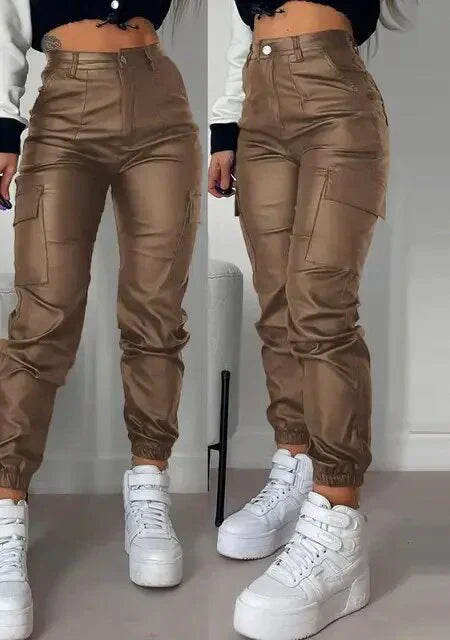 Isabella - Cargo leather pants