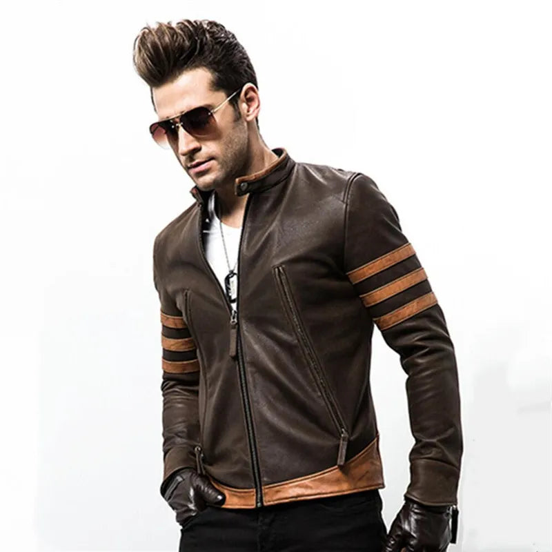 John - Elegant Men's Leather Jacket in Unique Design