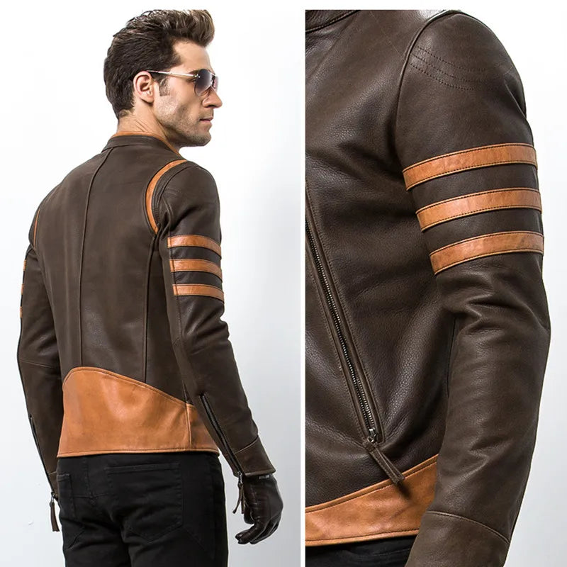 John - Elegant Men's Leather Jacket in Unique Design