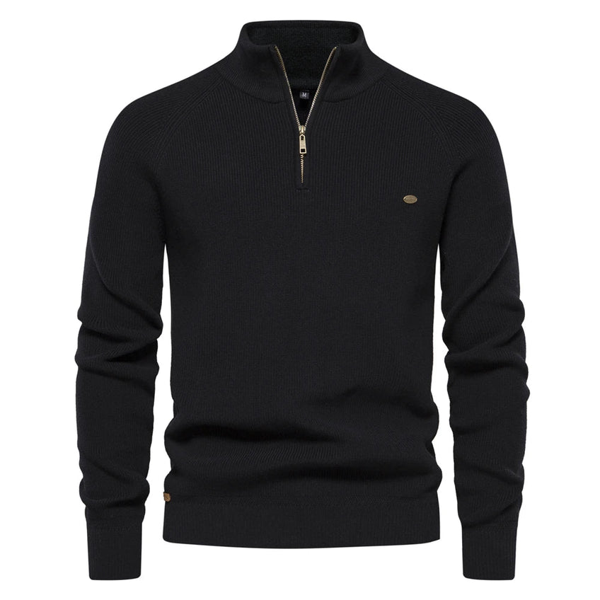 Knox - Knitted men's sweater with zip collar