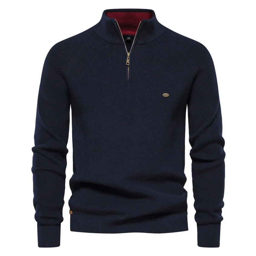 Knox - Knitted men's sweater with zip collar