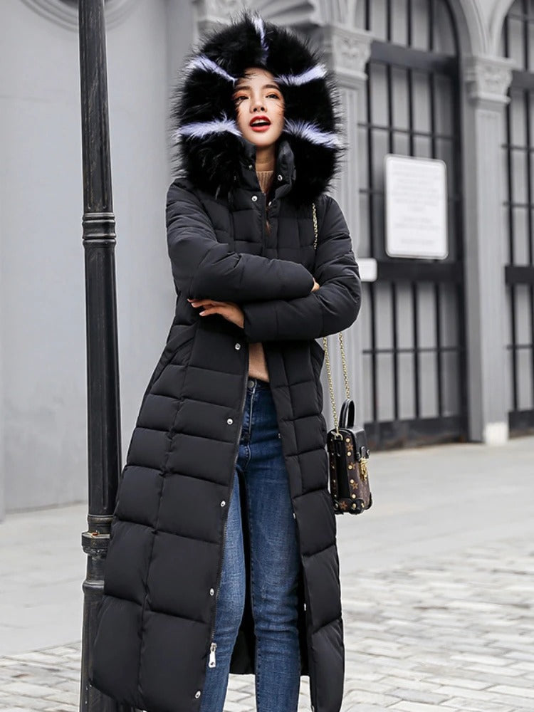 Luella - Longer warm winter coat with belt for women
