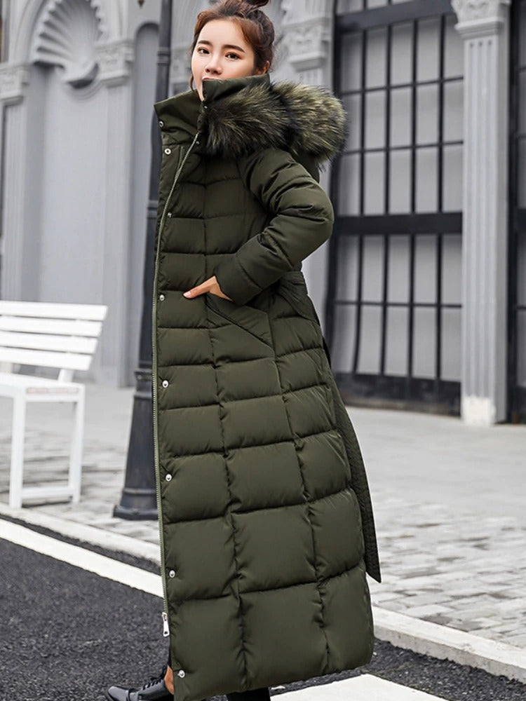 Luella - Longer warm winter coat with belt for women