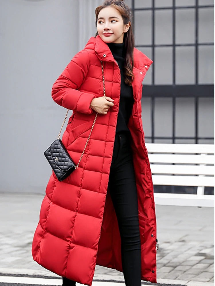Luella - Longer warm winter coat with belt for women