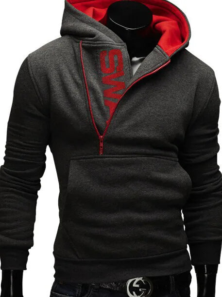 Neil - Stylish hoodie with side zipper