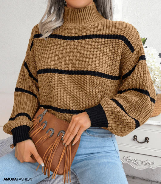 Striped turtleneck sweater