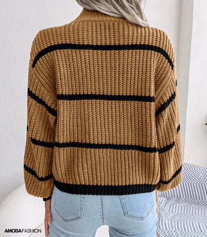 Striped turtleneck sweater