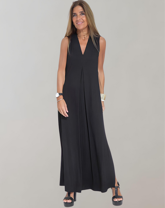 Women's Summer Maxi Dress with V Neck and Light Fabric