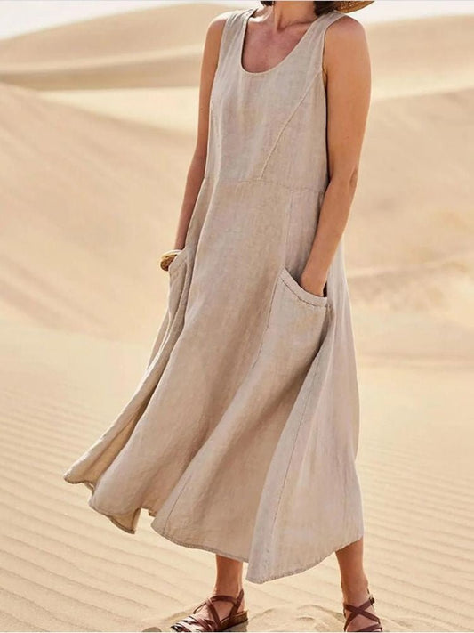 Women's Lightweight Sleeveless Dress with Smooth Stretch Fabric